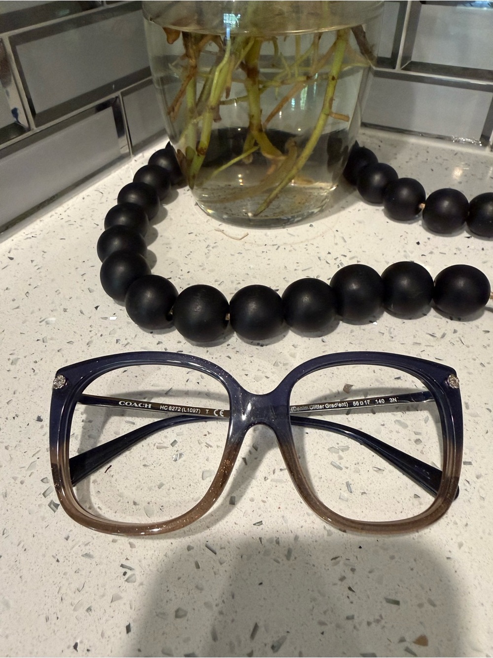 Coach Navy to Brown Gradient Square Optical Glasses